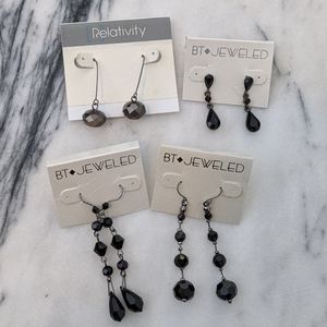 Relativity & BT Jeweled sparkly black earrings
